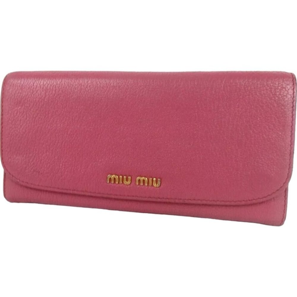 835152AE Miu Miu Wallet Long Pink Leather